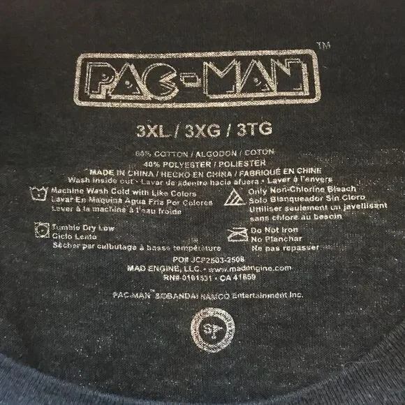Pac-Man Game "Insert Coin" T-Shirt Mens 3XL Black Short Sleeve Gamers Tee - Picture 5 of 8